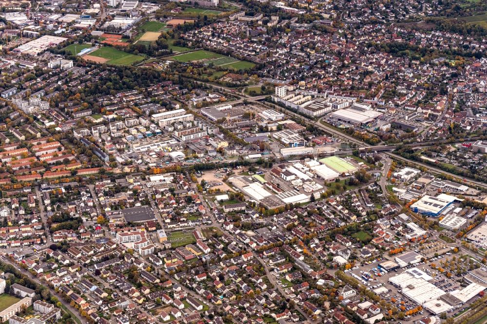 Freiburg im Breisgau aus der Vogelperspektive Industrie und