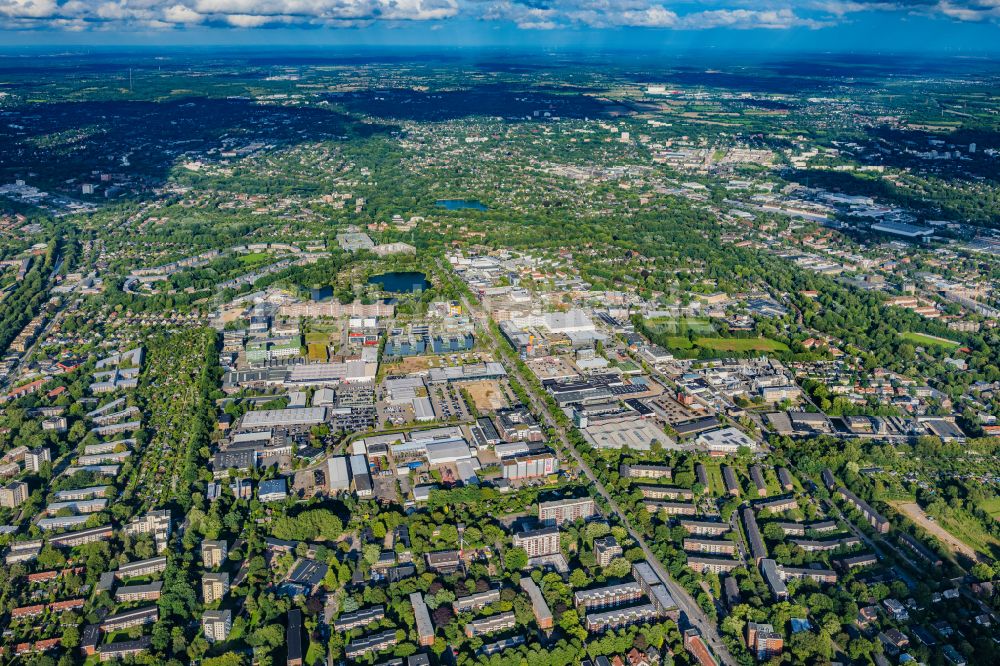 Hamburg aus der Vogelperspektive: Industrie- und Gewerbegebiet am Friedrich-Ebert-Damm im Ortsteil Wandsbek in Hamburg, Deutschland