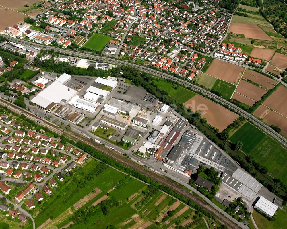 Geradstetten von oben - Industrie- und Gewerbegebiet in Geradstetten im Bundesland Baden-Württemberg, Deutschland