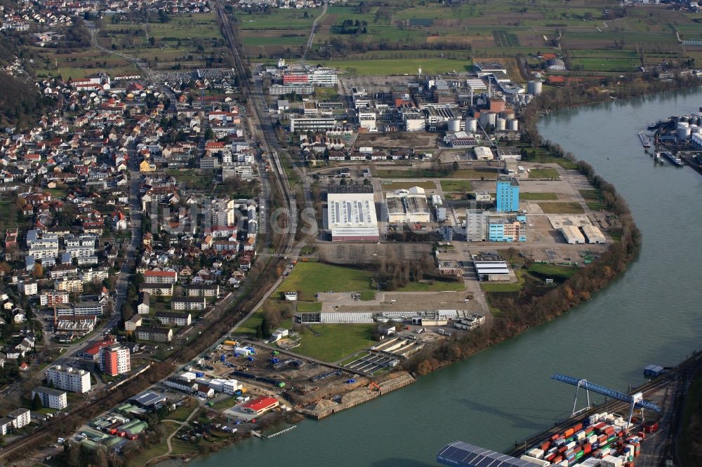 Grenzach-Wyhlen von oben - Industrie- und Gewerbegebiet in Grenzach-Wyhlen im Bundesland Baden-Württemberg