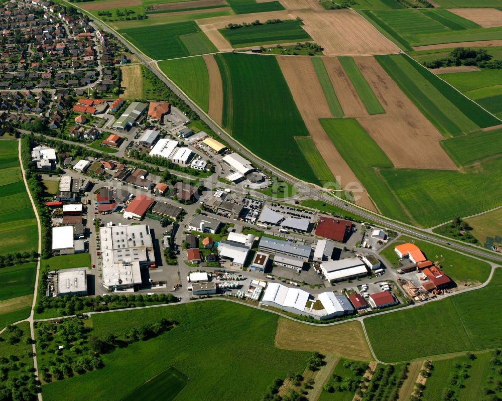 Großaspach von oben - Industrie- und Gewerbegebiet in Großaspach im Bundesland Baden-Württemberg, Deutschland