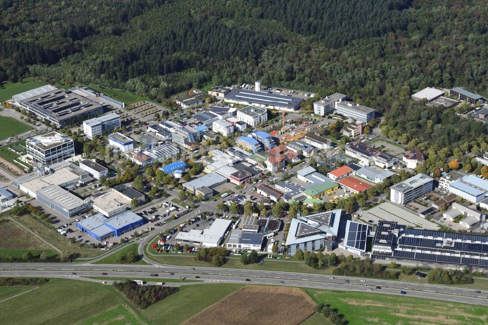 Freiburg im Breisgau aus der Vogelperspektive: Industrie- und Gewerbegebiet Haid in Freiburg im Breisgau im Bundesland Baden-Württemberg, Deutschland