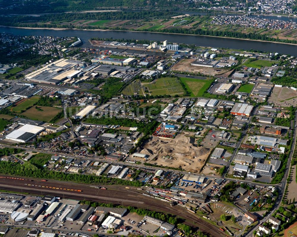 Luftaufnahme Koblenz, Wallersheim - Industrie- und Gewerbegebiet in Koblenz, Wallersheim im Bundesland Rheinland-Pfalz