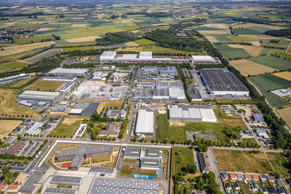 Werl von oben - Industrie- und Gewerbegebiet KonWerl Belgische Straße - Scheidinger Straße im Ortsteil Sönnern in Werl im Bundesland Nordrhein-Westfalen, Deutschland