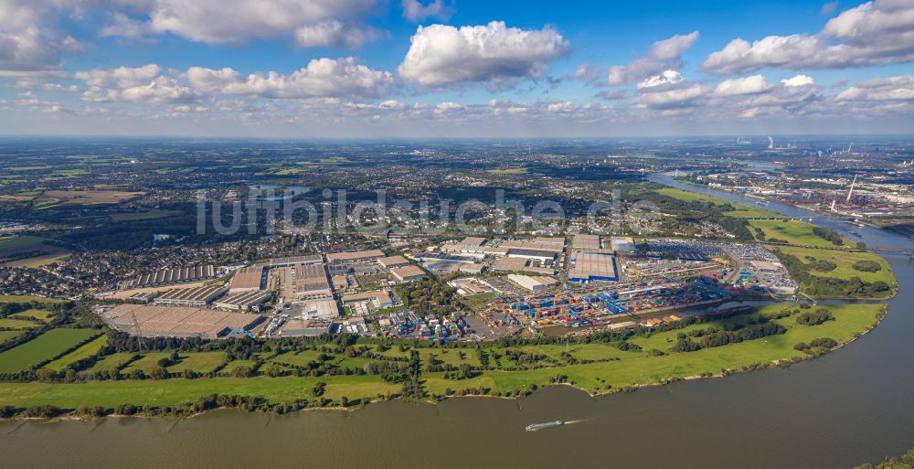 Duisburg von oben - Industrie- und Gewerbegebiet logport in Duisburg im Bundesland Nordrhein-Westfalen, Deutschland