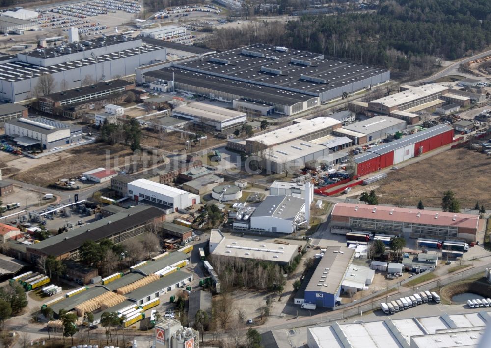 Ludwigsfelde aus der Vogelperspektive: Industrie- und Gewerbegebiet in Ludwigsfelde im Bundesland Brandenburg