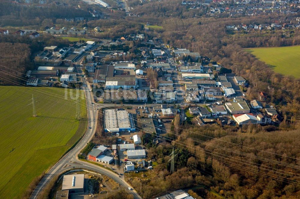 Luftbild Hattingen - Industrie- und Gewerbegebiet Ludwigstal im Osten von Hattingen im Bundesland Nordrhein-Westfalen