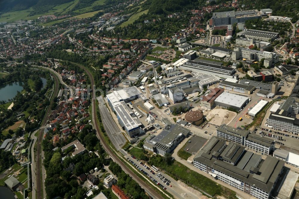 Luftaufnahme Jena - Industrie- und Gewerbegebiet im Ortsteil Lichtenhain in Jena im Bundesland Thüringen, Deutschland