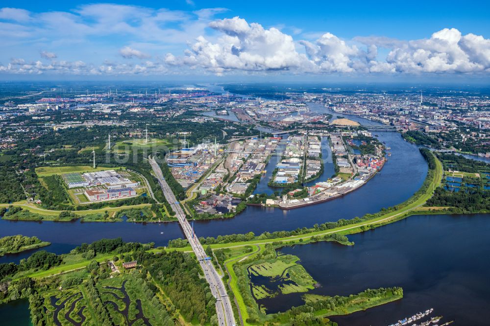 Hamburg von oben - Industrie- und Gewerbegebiet an der Peutestraße - Hovestraße - Müggenburger Hauptdeich im Ortsteil Veddel in Hamburg, Deutschland