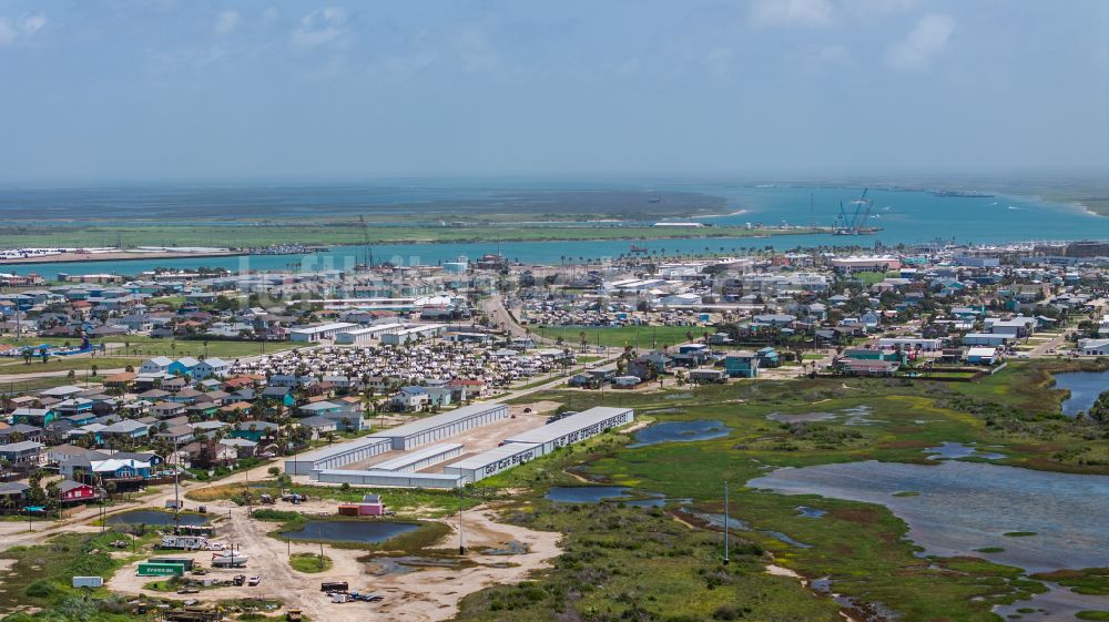 Luftaufnahme Port Aransas - Industrie- und Gewerbegebiet Port Aransas Port Area in Port Aransas in Texas, USA