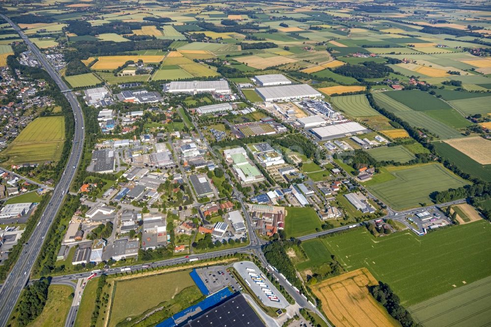 Rhynern aus der Vogelperspektive: Industrie- und Gewerbegebiet in Rhynern im Bundesland Nordrhein-Westfalen, Deutschland