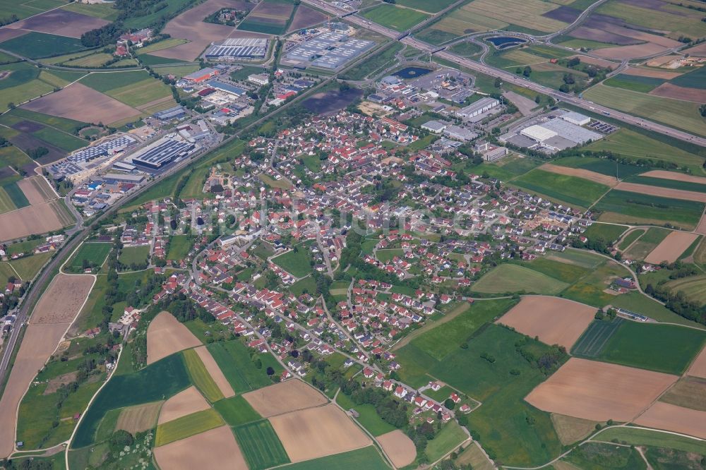 Scheppach aus der Vogelperspektive: Industrie- und Gewerbegebiet in Scheppach im Bundesland Bayern, Deutschland