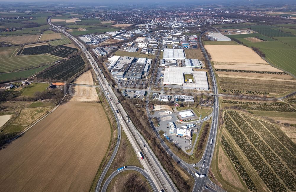 Soest von oben - Industrie- und Gewerbegebiet in Soest im Bundesland Nordrhein-Westfalen, Deutschland