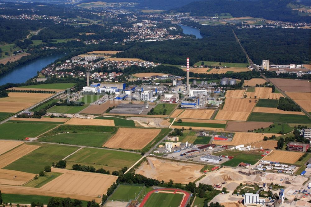 Stein aus der Vogelperspektive: Industrie- und Gewerbegebiet in Stein in Aargau, Schweiz