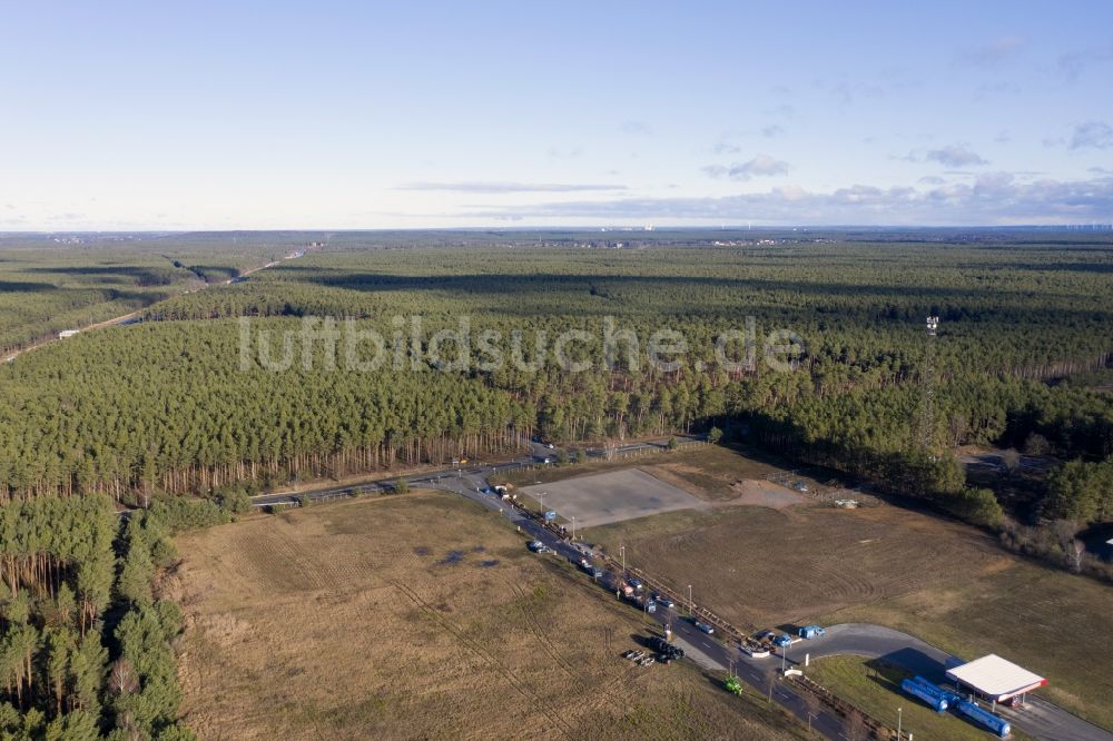 Luftbild Grünheide (Mark) - Industrie- und Gewerbegebiet Tesla Gigafactory in Freienbrink im Bundesland Brandenburg, Deutschland