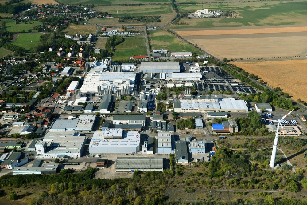 Luftbild Weißandt-Gölzau - Industrie- und Gewerbegebiet in Weißandt-Gölzau im Bundesland Sachsen-Anhalt, Deutschland