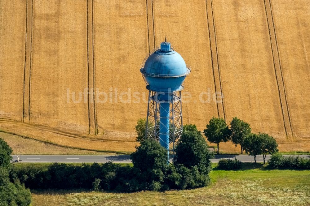 Luftbild Ahlen - Industriedenkmal blauer Wasserturm in Ahlen im Bundesland Nordrhein-Westfalen