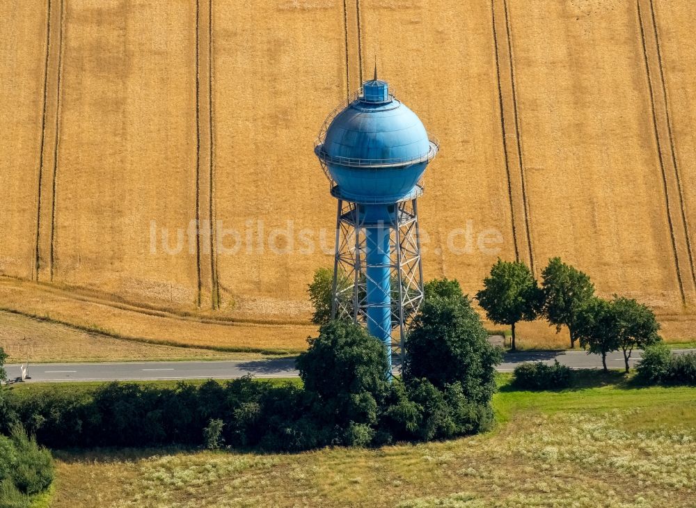 Luftaufnahme Ahlen - Industriedenkmal blauer Wasserturm in Ahlen im Bundesland Nordrhein-Westfalen