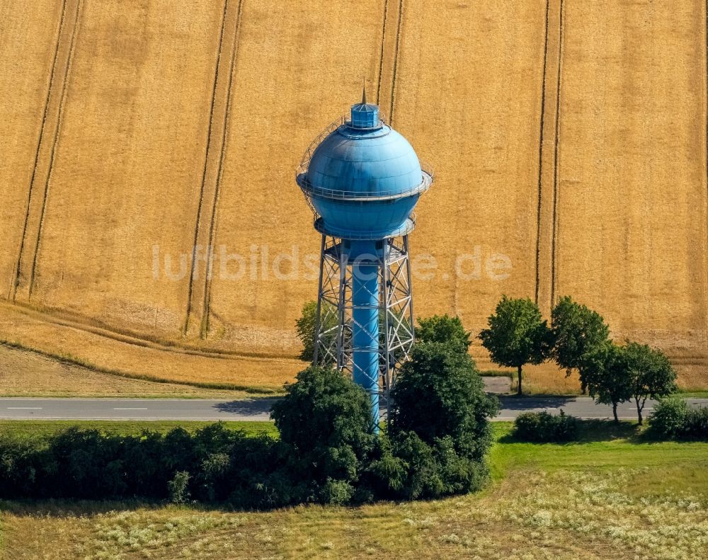 Ahlen von oben - Industriedenkmal blauer Wasserturm in Ahlen im Bundesland Nordrhein-Westfalen