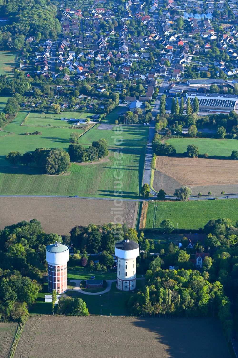 Luftbild Hamm - Industriedenkmal Wassertürme in Hamm im Bundesland Nordrhein-Westfalen, Deutschland