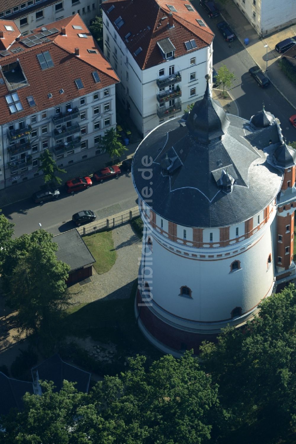 Luftbild Braunschweig - Industriedenkmal Wasserturm in Braunschweig im Bundesland Niedersachsen