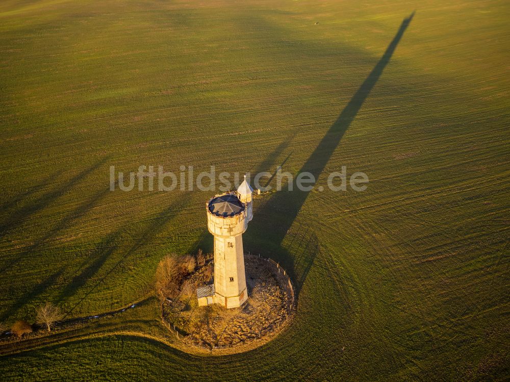 Oberschöna von oben - Industriedenkmal Wasserturm Bräunsdorf in Oberschöna im Bundesland Sachsen, Deutschland