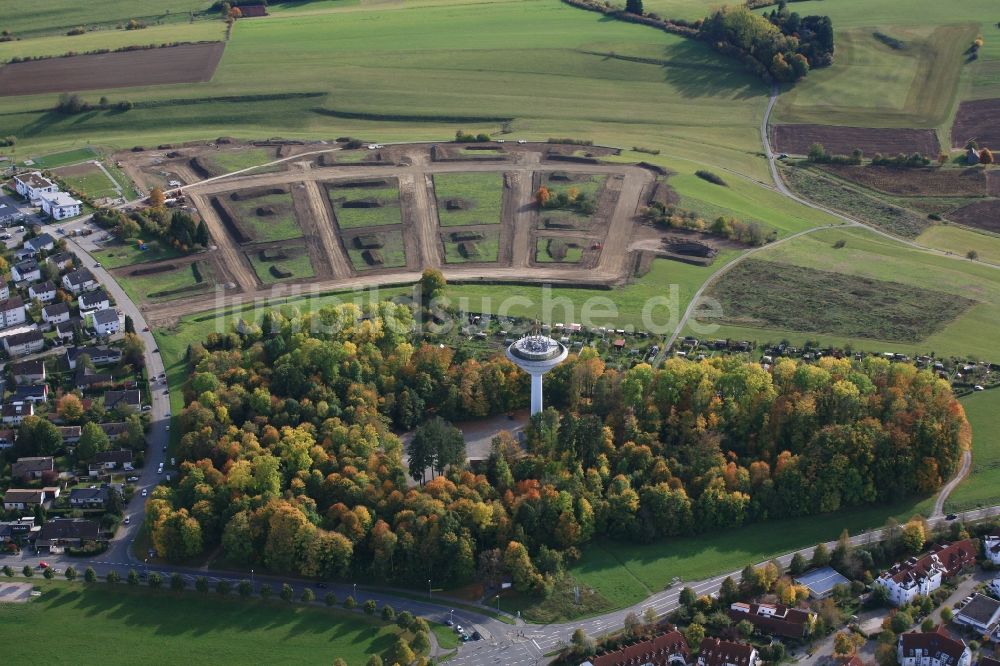 Luftaufnahme Rottweil - Industriedenkmal Wasserturm und Firmensitz des IT Unternehmens Mawa-Solutions in Rottweil im Bundesland Baden-Württemberg, Deutschland