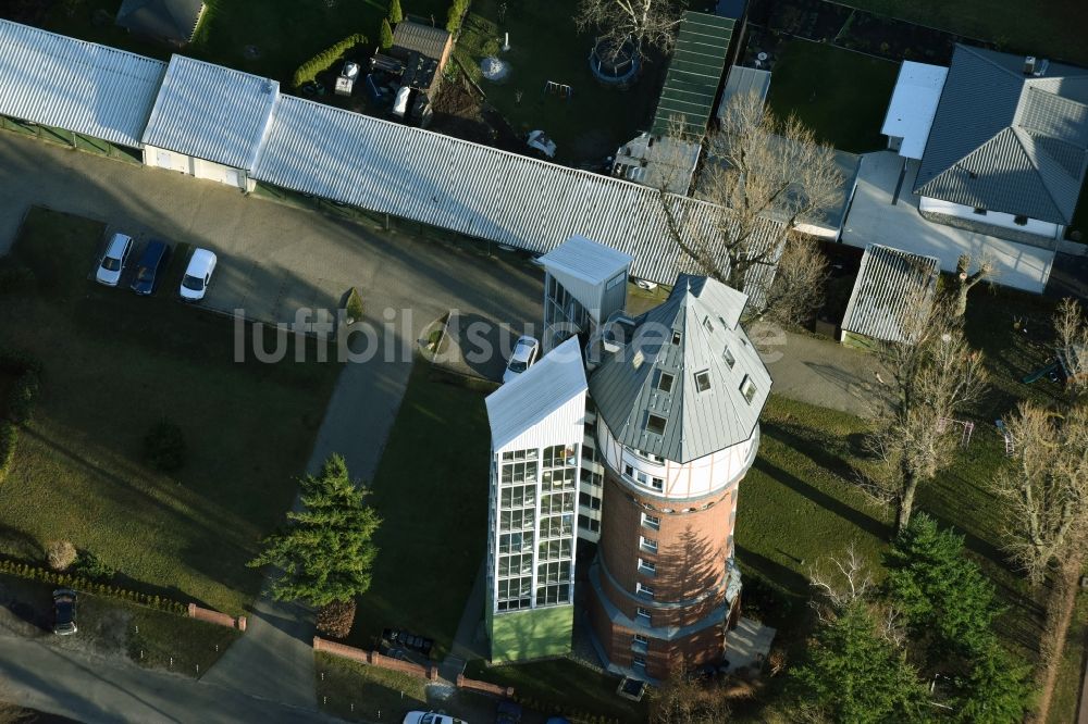 Luftbild Fürstenwalde/Spree - Industriedenkmal Wasserturm in Fürstenwalde/Spree im Bundesland Brandenburg