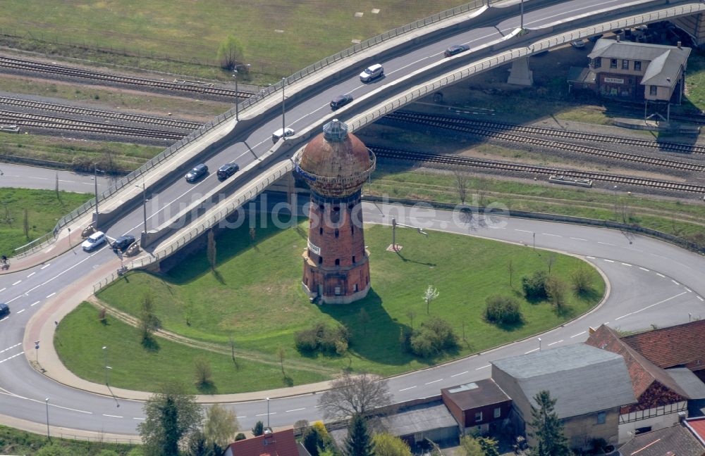 Luftbild Halberstadt - Industriedenkmal Wasserturm in Halberstadt im Bundesland Sachsen-Anhalt