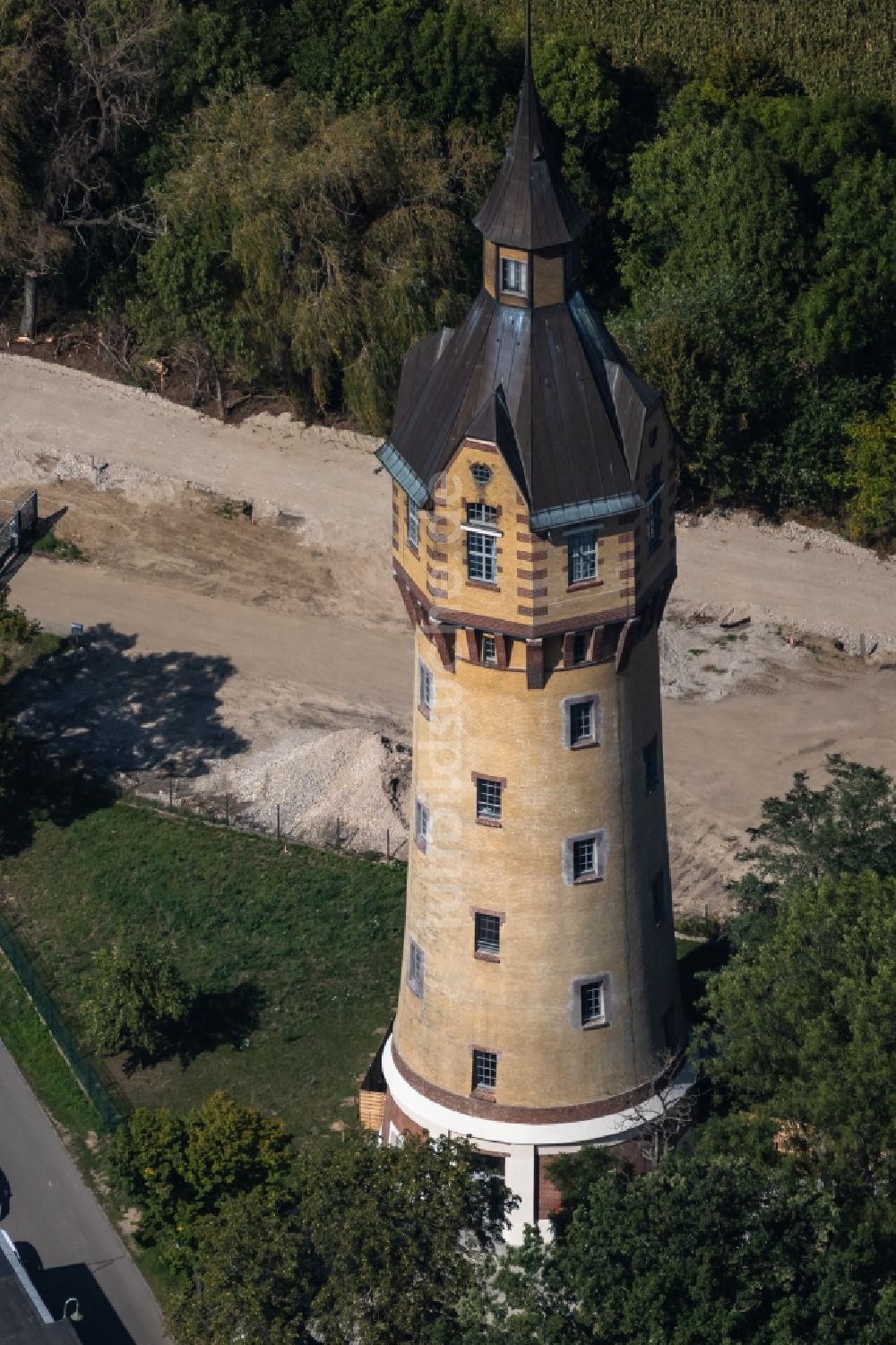 Leipzig aus der Vogelperspektive: Industriedenkmal Wasserturm in Leipzig im Bundesland Sachsen, Deutschland