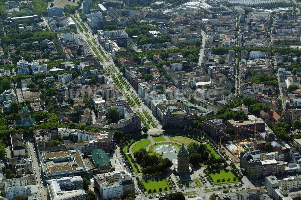 Luftbild Mannheim - Industriedenkmal Wasserturm in Mannheim im Bundesland Baden-Württemberg