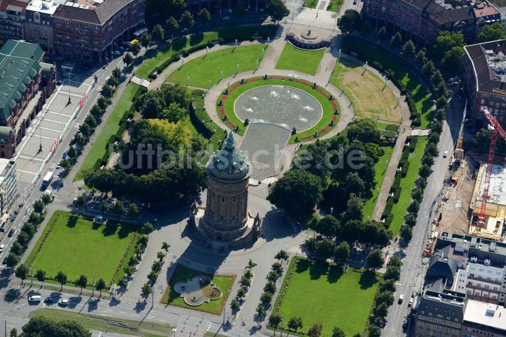 Mannheim aus der Vogelperspektive: Industriedenkmal Wasserturm in Mannheim im Bundesland Baden-Württemberg