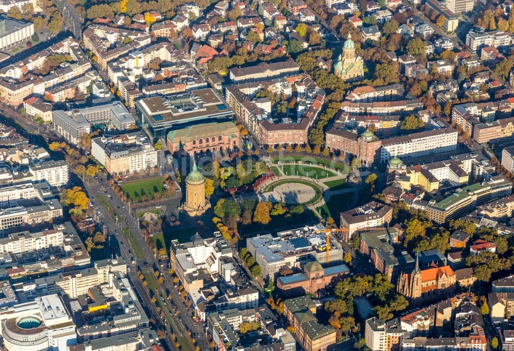 Mannheim aus der Vogelperspektive: Industriedenkmal Wasserturm in Mannheim im Bundesland Baden-Württemberg, Deutschland