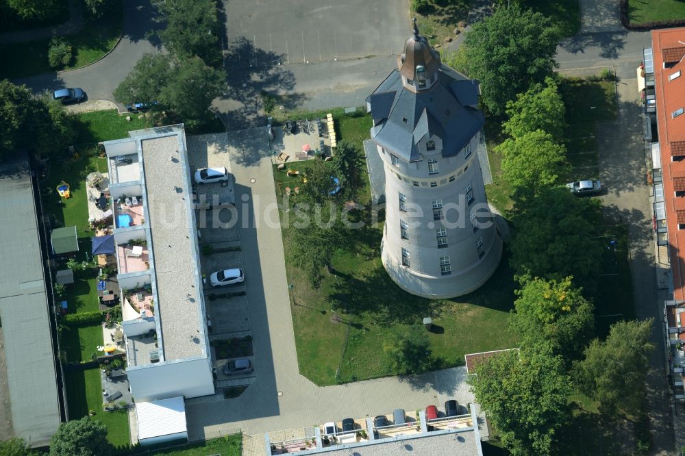 Luftaufnahme Markkleeberg - Industriedenkmal Wasserturm in Markkleeberg im Bundesland Sachsen