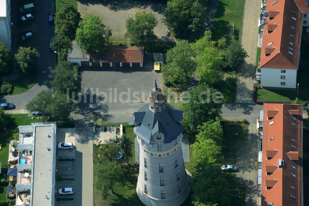 Markkleeberg von oben - Industriedenkmal Wasserturm in Markkleeberg im Bundesland Sachsen