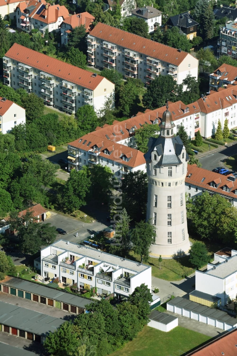 Luftaufnahme Markkleeberg - Industriedenkmal Wasserturm in Markkleeberg im Bundesland Sachsen