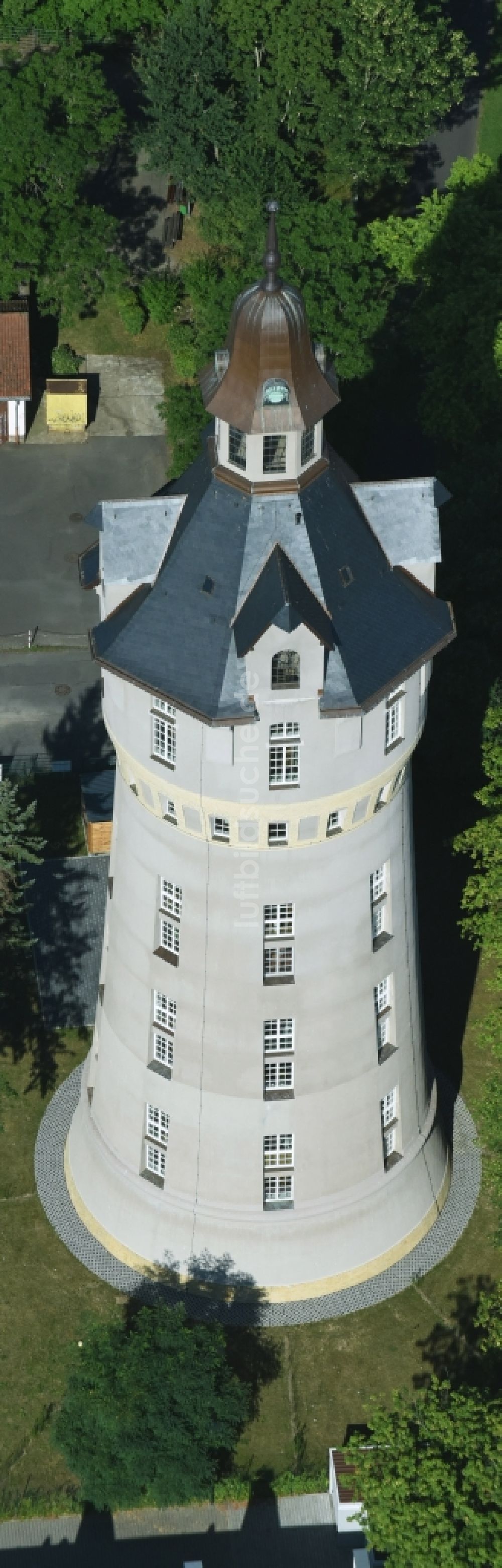 Markkleeberg aus der Vogelperspektive: Industriedenkmal Wasserturm in Markkleeberg im Bundesland Sachsen