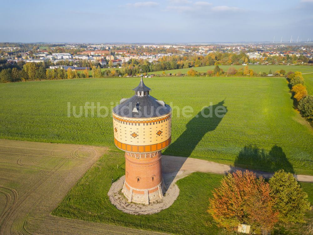 Luftbild Mittweida - Industriedenkmal Wasserturm in Mittweida im Bundesland Sachsen, Deutschland