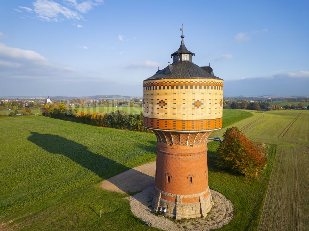 Luftaufnahme Mittweida - Industriedenkmal Wasserturm in Mittweida im Bundesland Sachsen, Deutschland