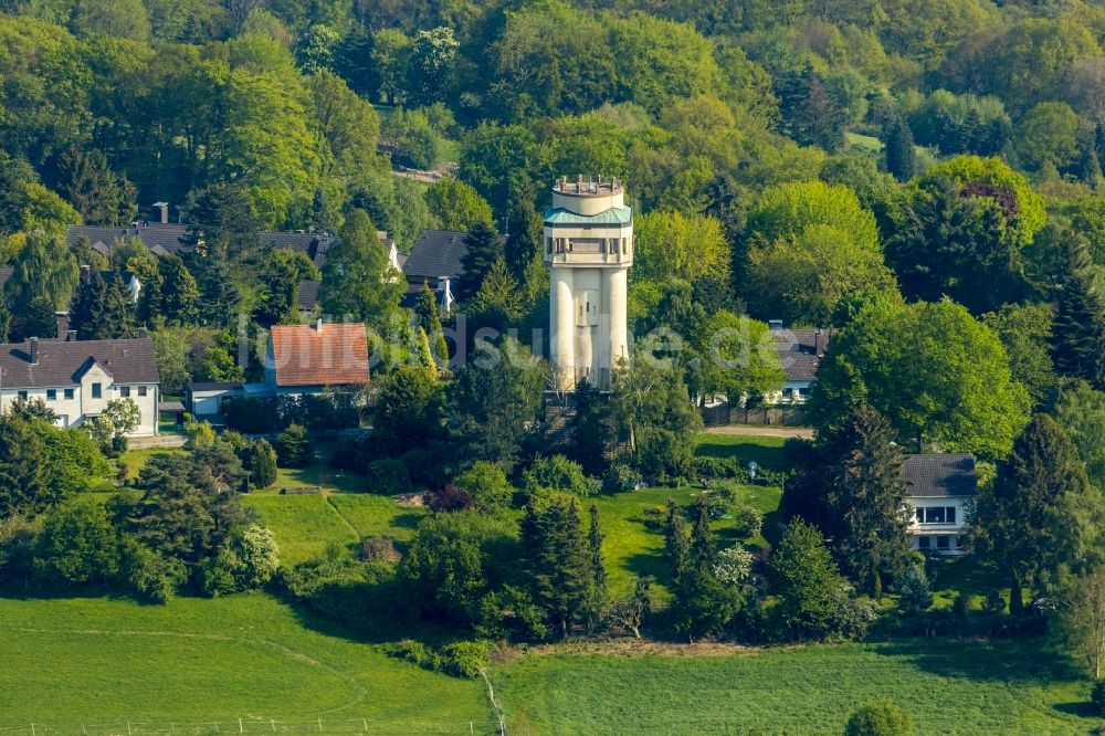 Witten aus der Vogelperspektive: Industriedenkmal Wasserturm im Ortsteil Bommern in Witten im Bundesland Nordrhein-Westfalen, Deutschland