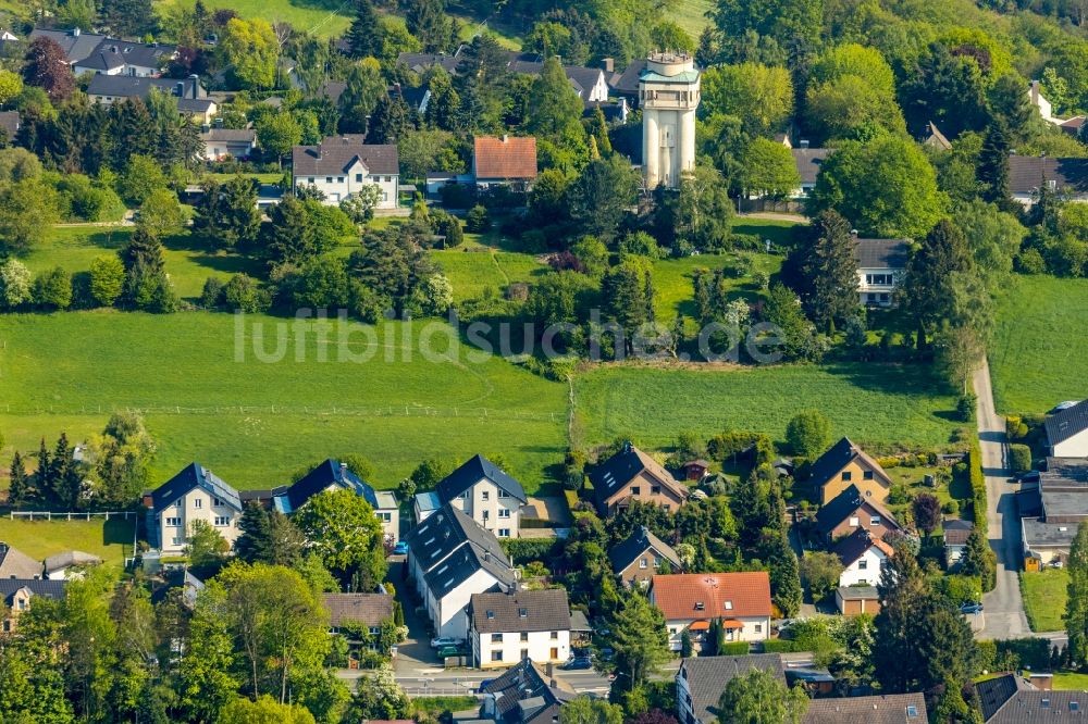 Luftbild Witten - Industriedenkmal Wasserturm im Ortsteil Bommern in Witten im Bundesland Nordrhein-Westfalen, Deutschland