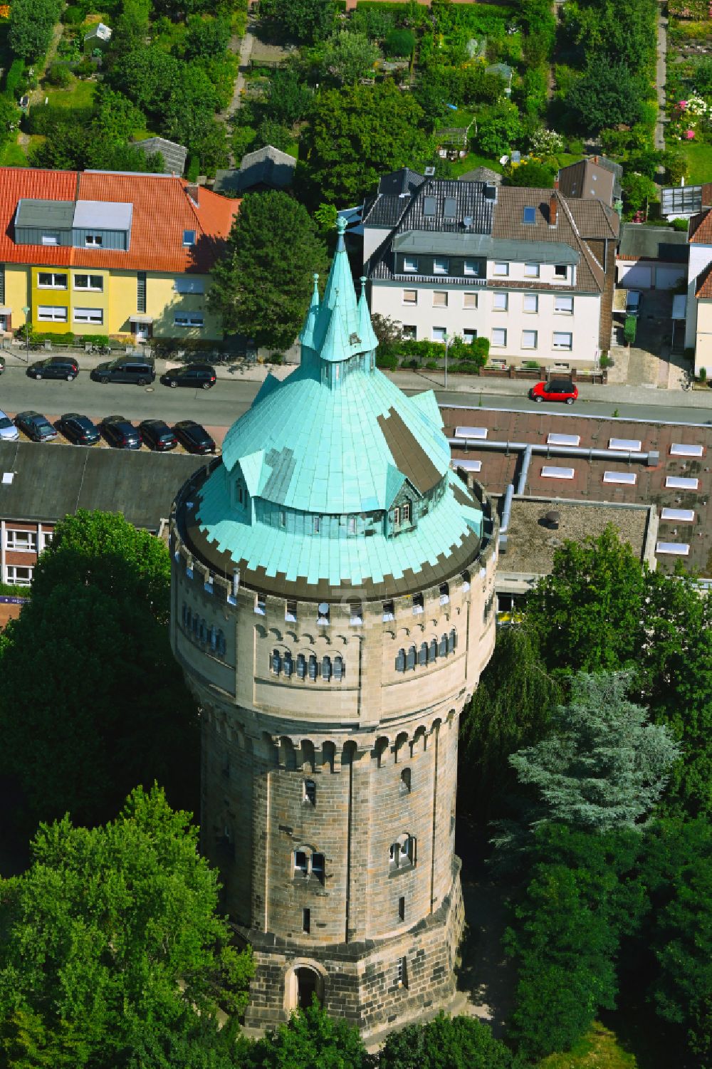 Luftbild Münster - Industriedenkmal Wasserturm im Ortsteil Geist in Münster im Bundesland Nordrhein-Westfalen, Deutschland