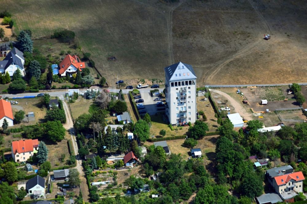 Luftbild Dresden - Industriedenkmal Wasserturm im Ortsteil Klotzsche in Dresden im Bundesland Sachsen, Deutschland