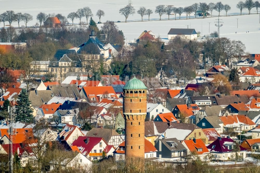 Luftaufnahme Rüthen - Industriedenkmal Wasserturm in Rüthen im Bundesland Nordrhein-Westfalen