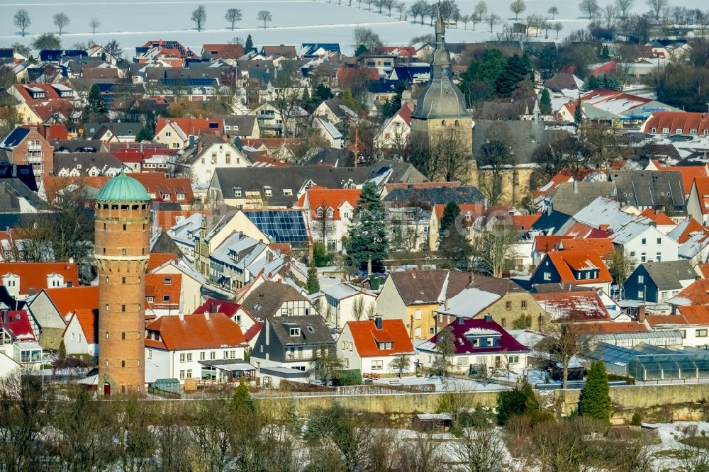 Luftaufnahme Rüthen - Industriedenkmal Wasserturm in Rüthen im Bundesland Nordrhein-Westfalen