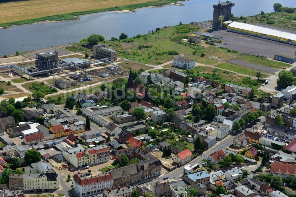 Luftaufnahme Magdeburg - Industriegebiet am Elbe-Ufer und ehemaliges Gelände von Fahlberg-List in Magdeburg im Bundesland Sachsen-Anhalt