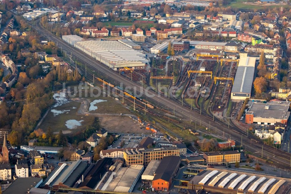 Luftaufnahme Witten - Industriegebiet und Güterbahnhof der Innenstadt in Witten im Bundesland Nordrhein-Westfalen