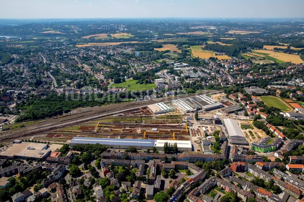 Witten aus der Vogelperspektive: Industriegebiet und Güterbahnhof im Westen der Innenstadt von Witten im Bundesland Nordrhein-Westfalen