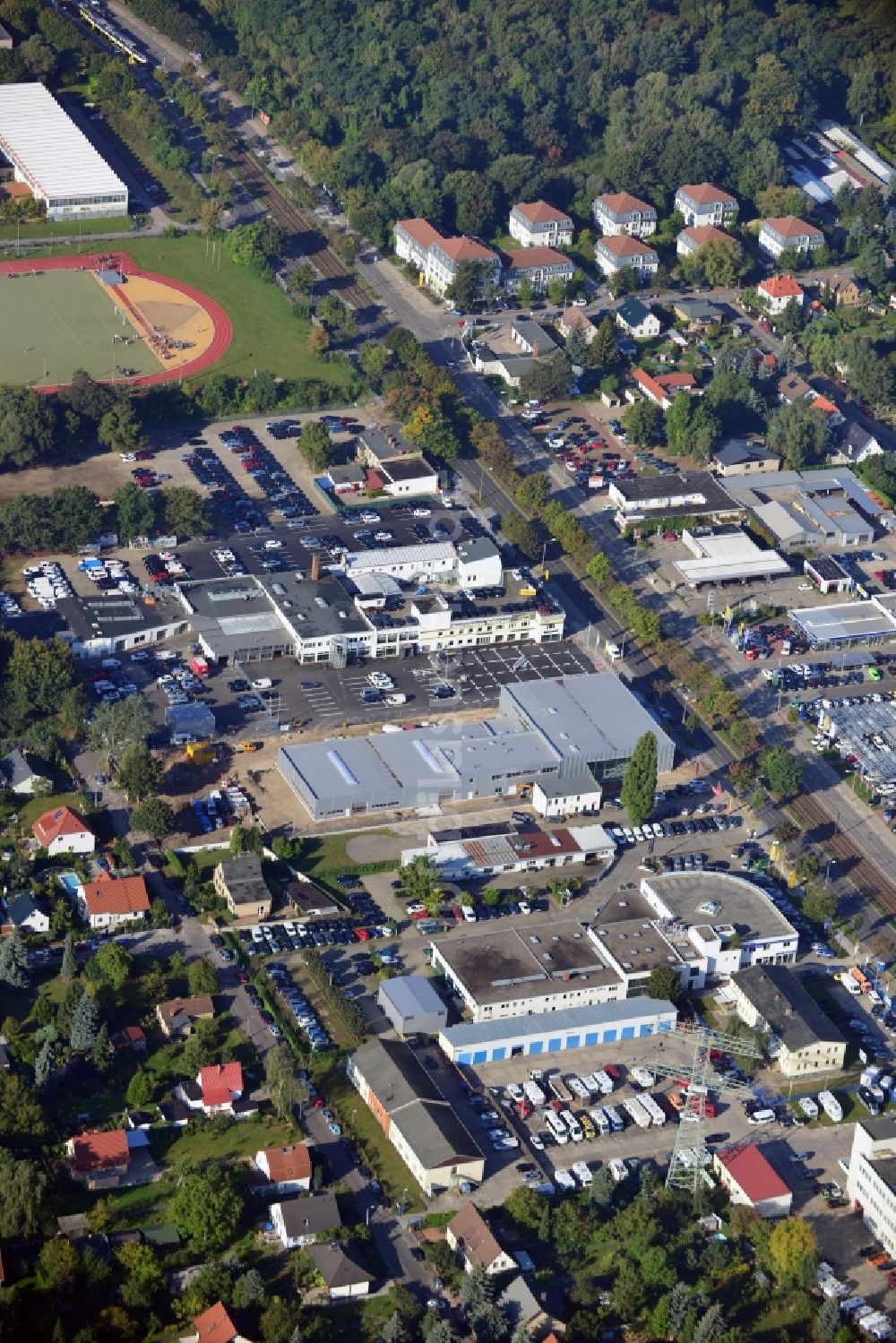 Berlin aus der Vogelperspektive: Industriegebiet Hansastraße im Bezirk Weißensee in Berlin