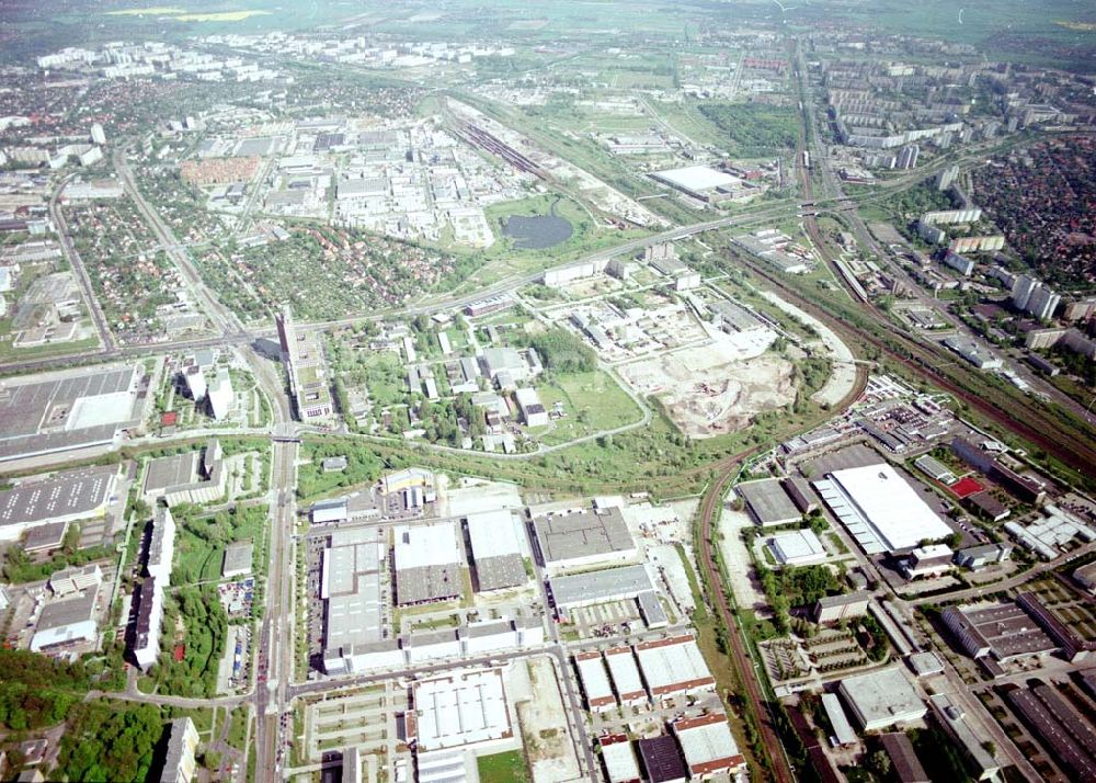 Berlin - Marzahn von oben - Industriegebiet Marzahn mit dem Werksgelände der HEIDENHAIN-MICROPRINT GmbH an der Rhinstraße 134 in 12681 BERLIN, Tel